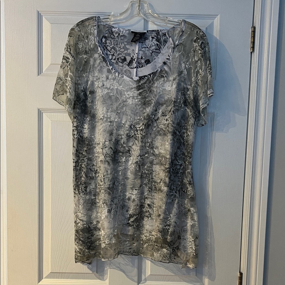 Women's Gray Floral lace Top